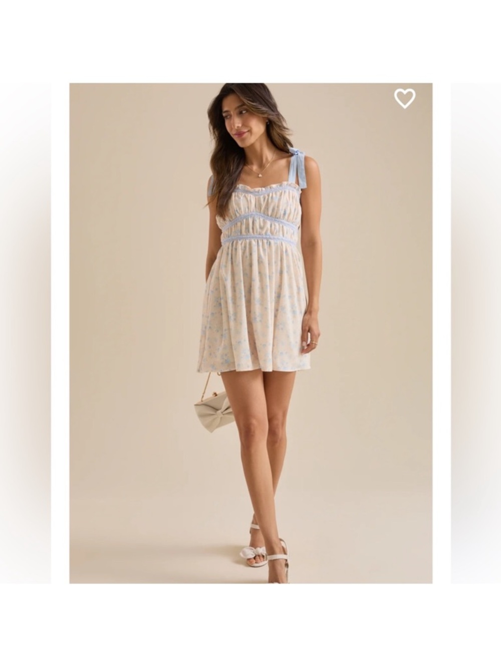 Altar'd State Cream Mini Dress with Light Blue Trim